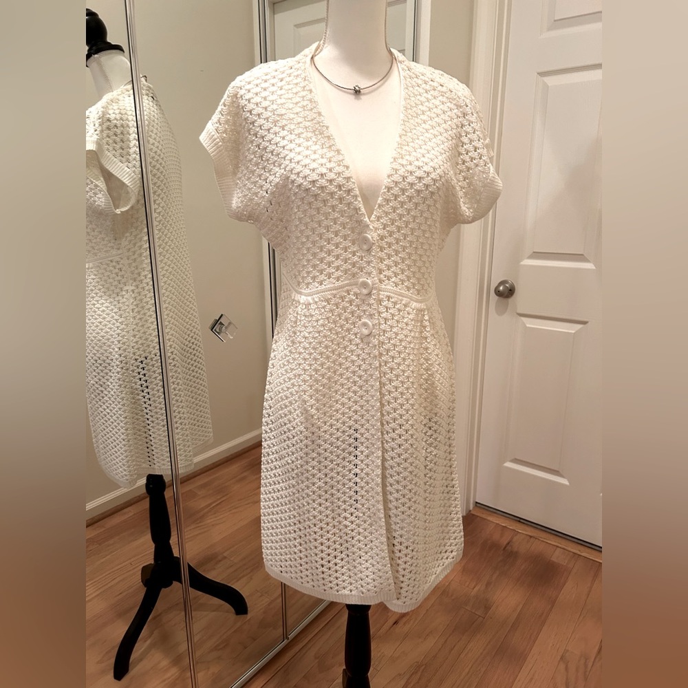 Nine West - long line crochet knit cardigan